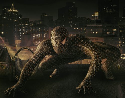 Photorought de Spiderman habillé en Louis Vuitton- illustrateur Régis Allouet - Agence Mil-Pat Paris