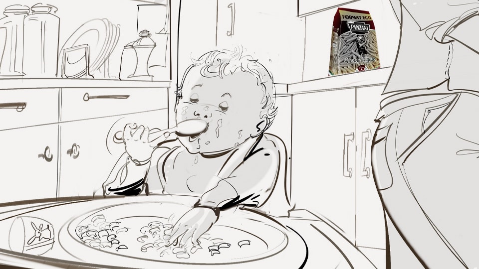 Storyboard pierre roux panzani 01 agence roughman illustrateur mil pat