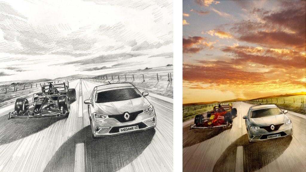 colorisation renault f1 sylvie agence milpat Agence illustrateur roughmen Mil Pat