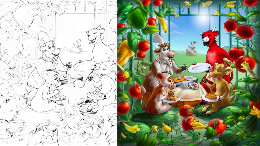 Colorisation vachequirit sylvie agence milpat agence roughman illustrateur mil pat