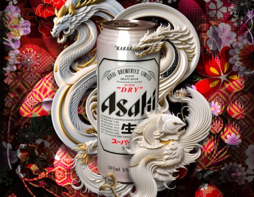 Photomontage orga ia asahi bierre agence roughman illustrateur mil pat