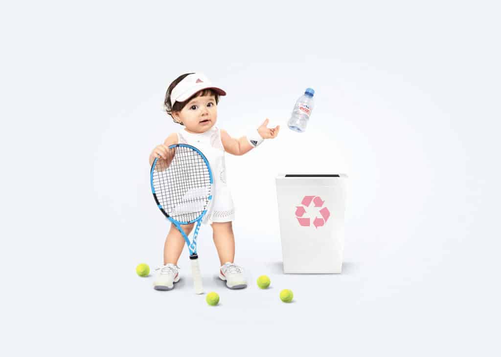 Photomontage aliaspauline evian bebe tennis agence roughman illustrateur mil pat