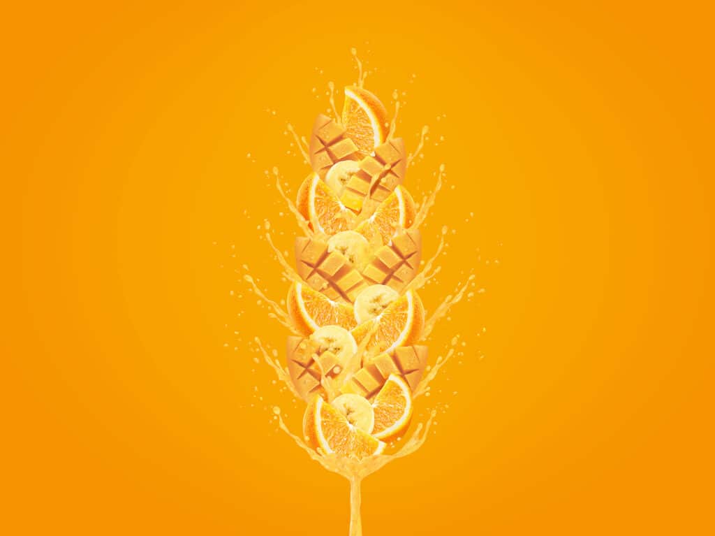 Photomontage aliaspauline tropicana morning boost mangue orange cereales agence roughman illustrateur mil pat